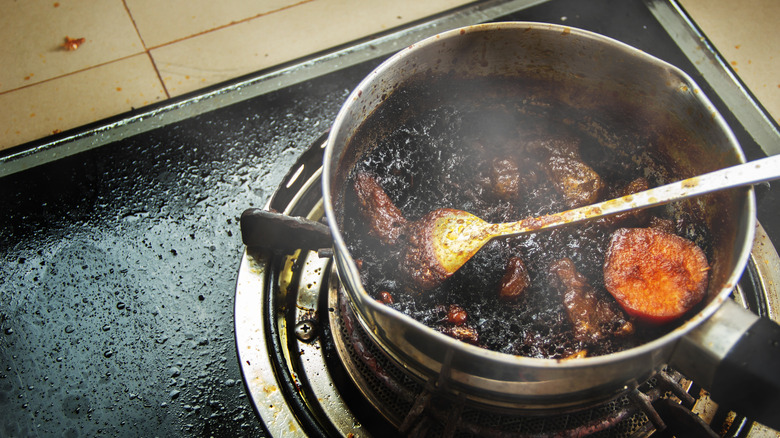 Pan with burnt food