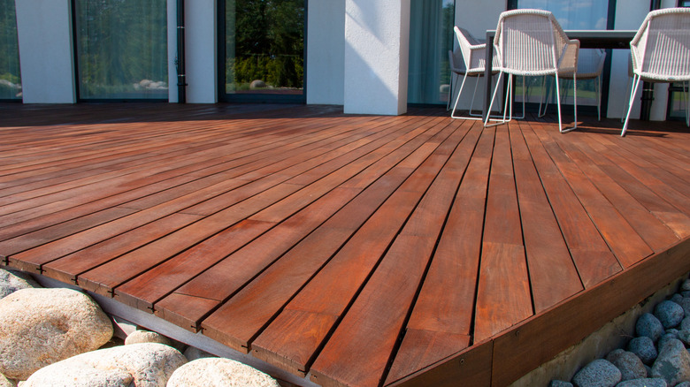 wooden deck with chairs