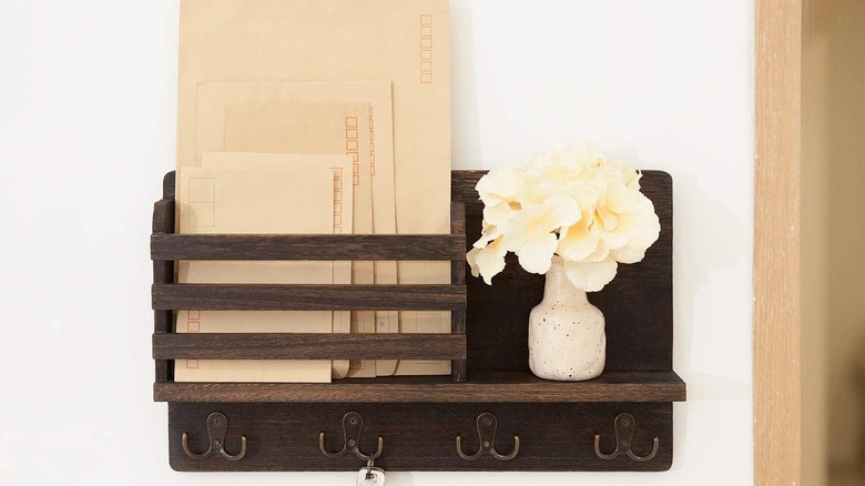 Wooden mail holder