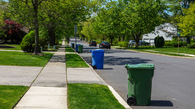 Trash cans at curb