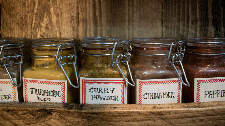 spices on rack