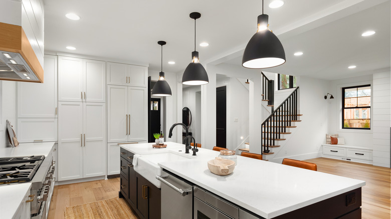 modern kitchen with lighting