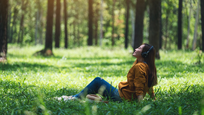 Happy person in the forest