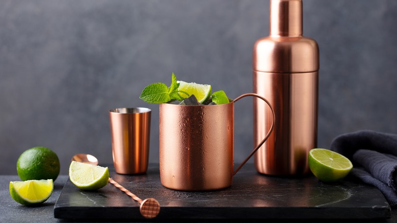 copper shaker and mug