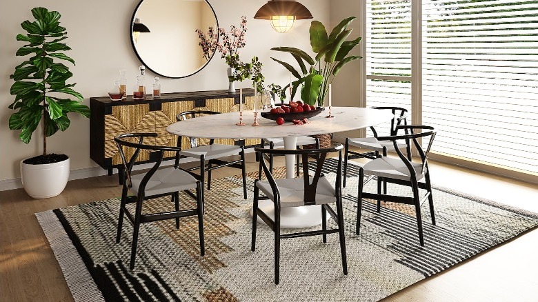 Wishbone chairs in dining room