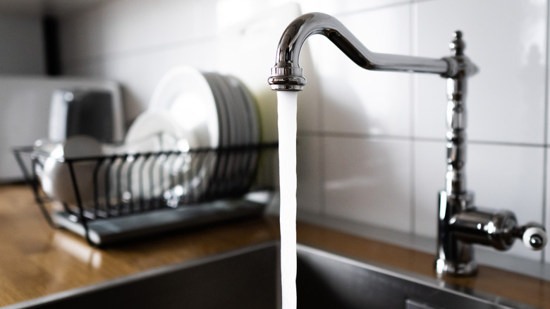 kitchen faucet with water