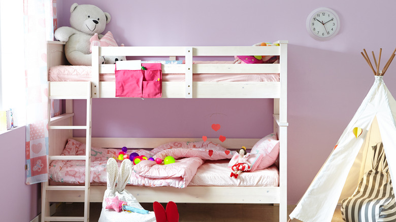 Small white bunk bed