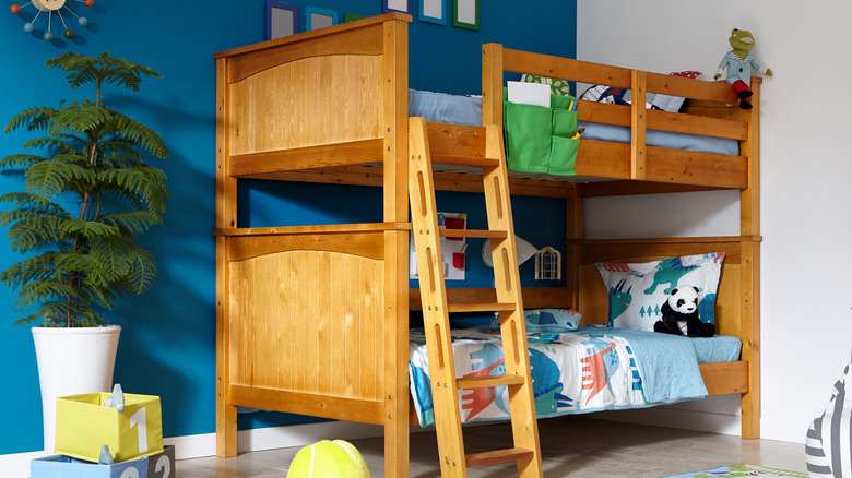 Bunk bed with angled ladder