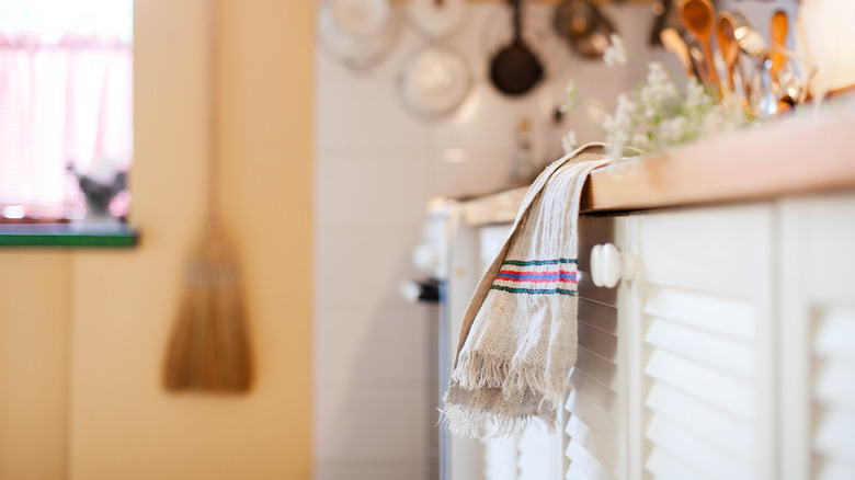 louvered kitchen cabinet