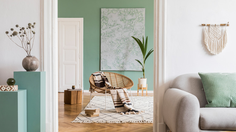 green and neutral room