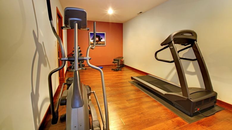 An at-home basement gym