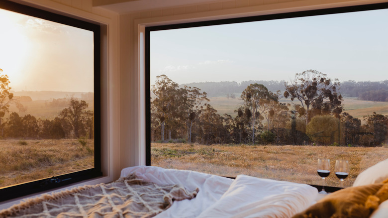 bedroom with large windows