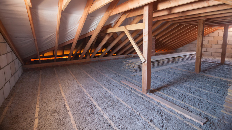 Attic with insulation 