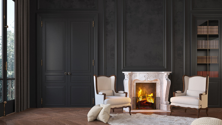 Black interior paint with furniture