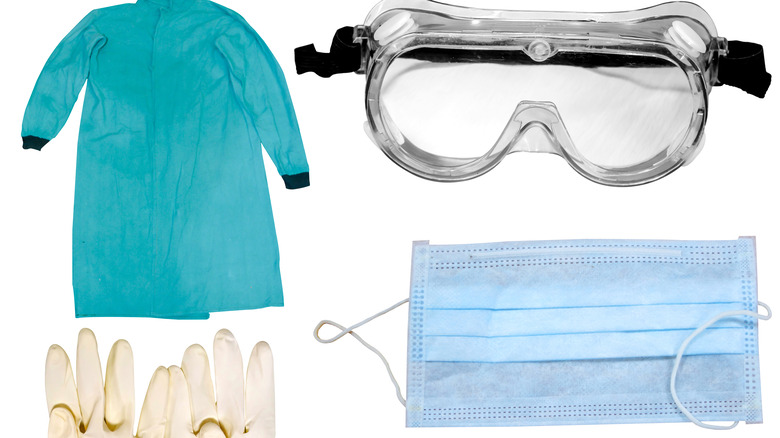 PPE kit on white background
