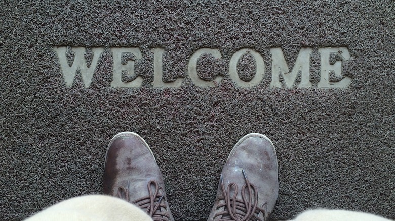 Shoes on footmat