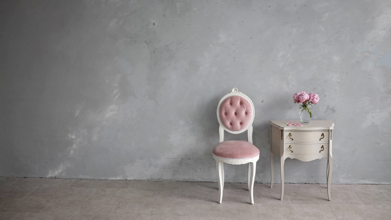 a chair with painted upholstery