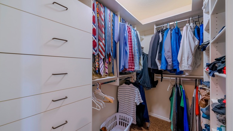 Double hanging rods in wardrobe