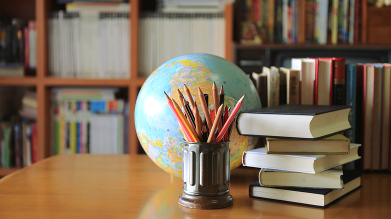 Pen holder and globe