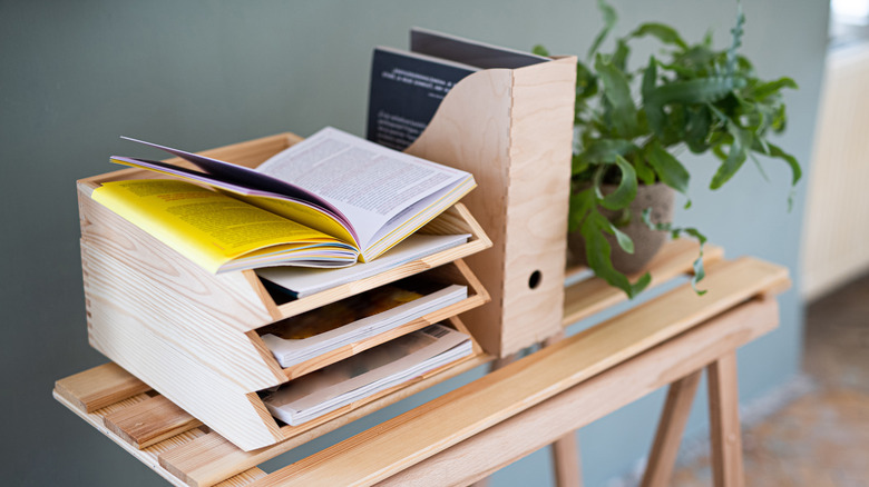 Wooden stackable letter trays