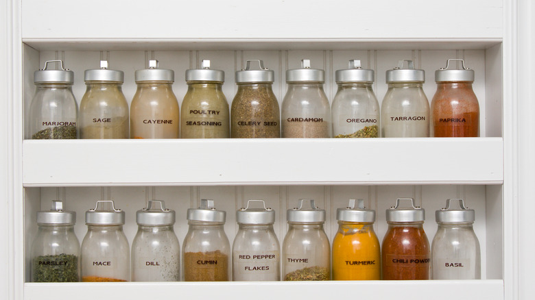 spices in clear labeled jars