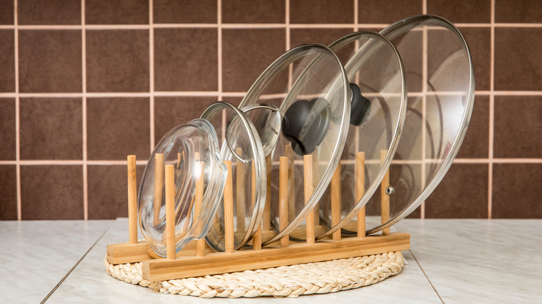 wooden rack for pot lids