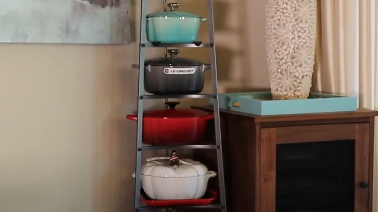 pots on a shelving unit