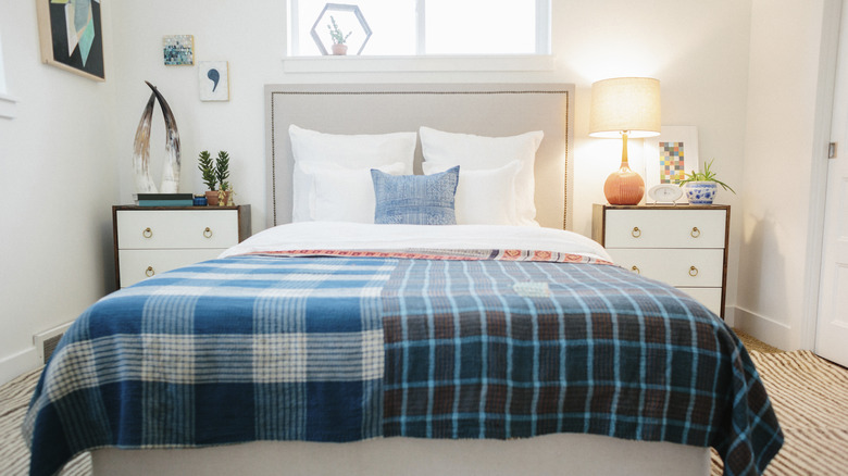 gingham and plaid bedspread