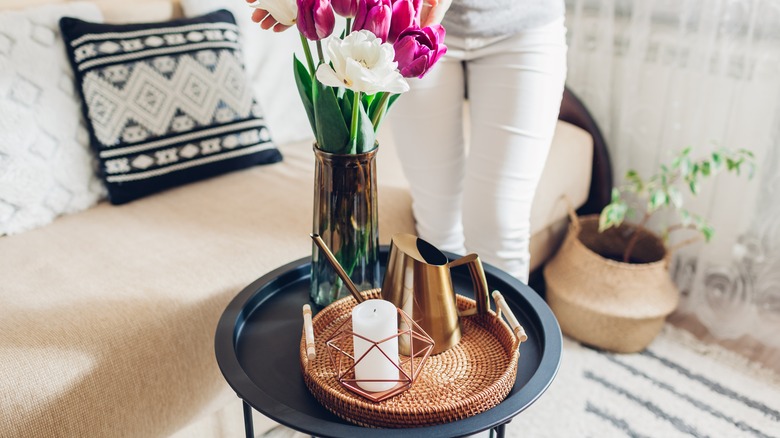 coffee table with tray