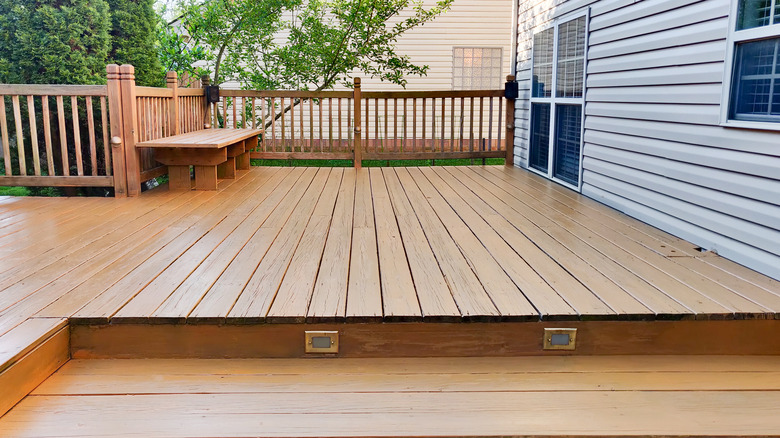 wooden deck of family home