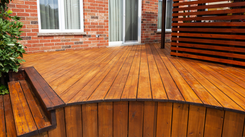 wooden deck with staining