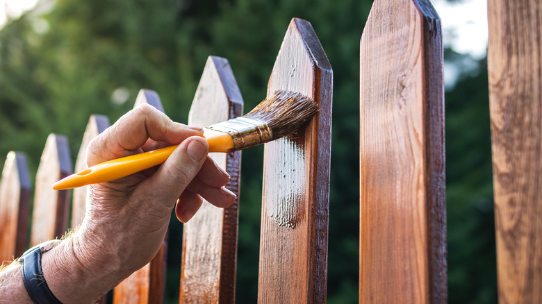 staining wood with a brush