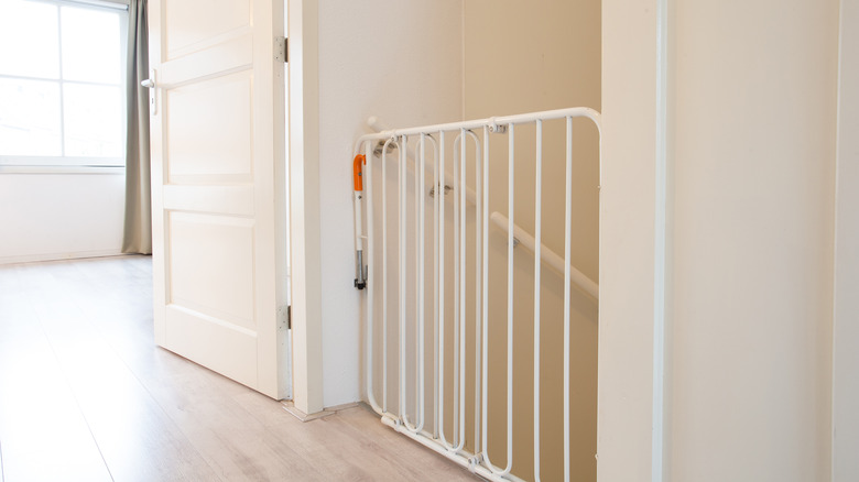 baby gate blocking a doorway