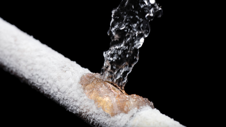 Frozen leaking pipe