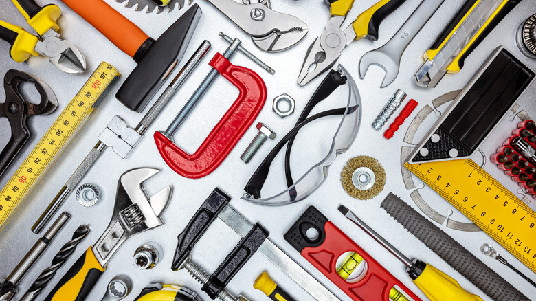 construction tools flatlay