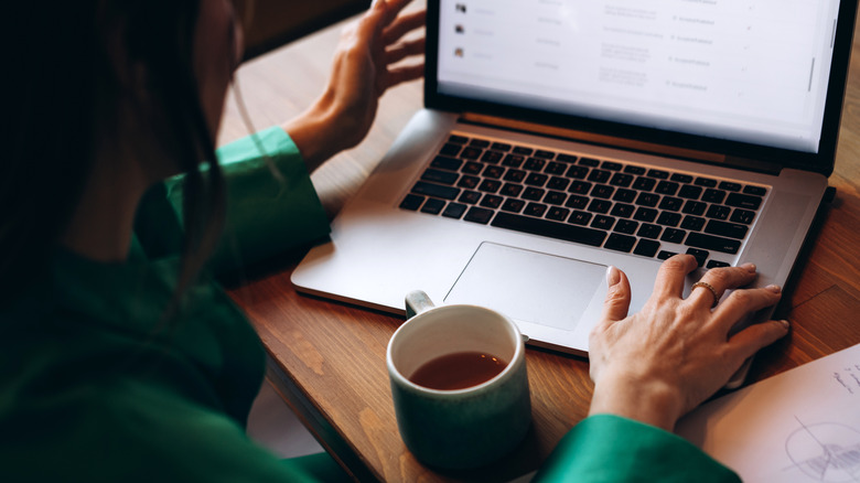 Woman using laptop