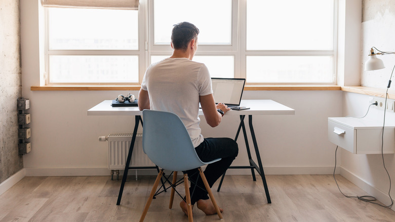 desk in front of window