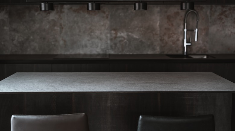 Gray concrete kitchen countertops