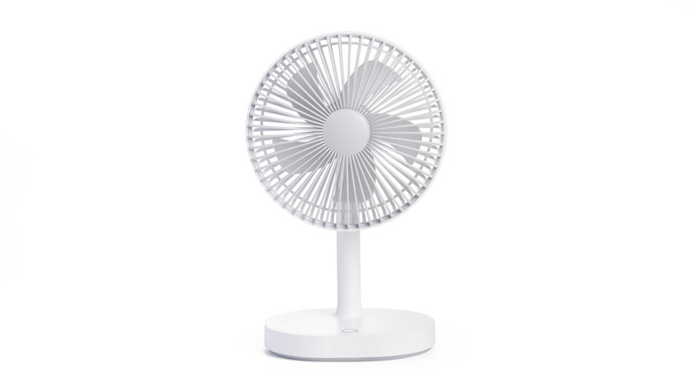 Table fan on white background