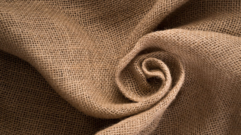 Woven brown burlap fabric