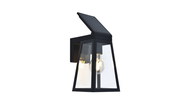 Triangular outdoor lantern sconce