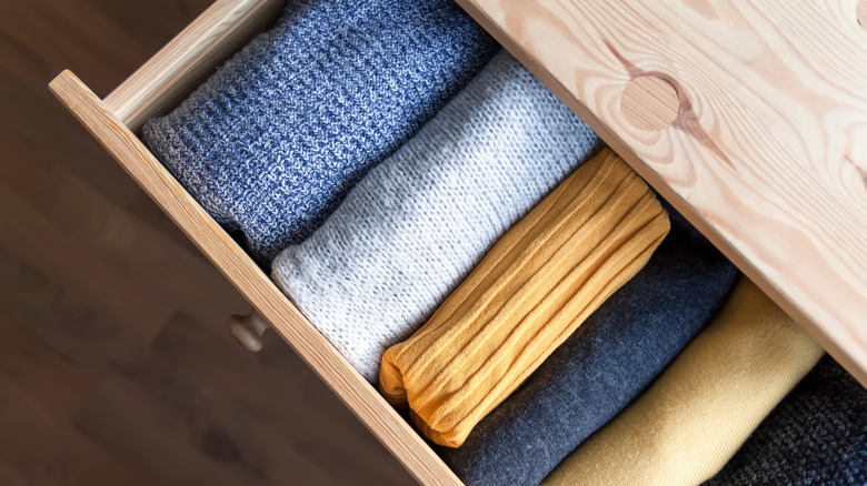 Drawer with folded shirts