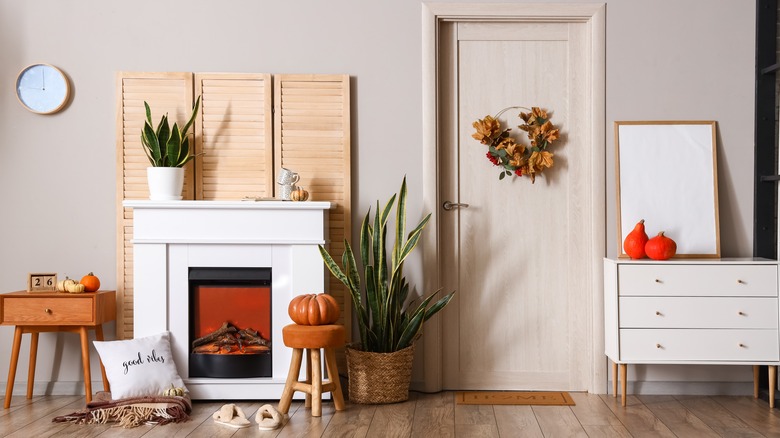 warm living room with fireplace