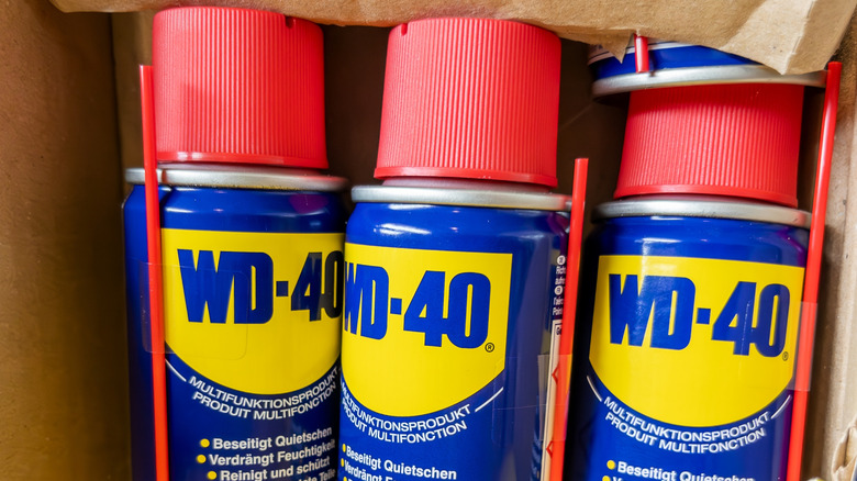 a close up of WD-40 in a box