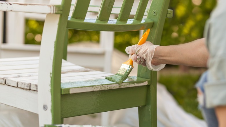 Painting wood chair green