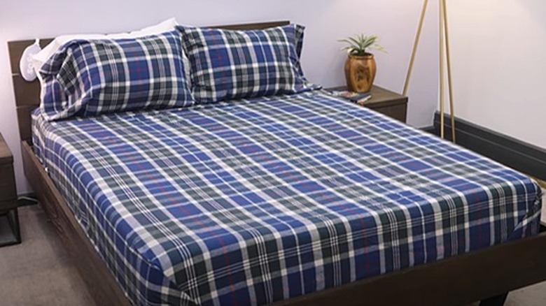 Blue plaid flannel sheets