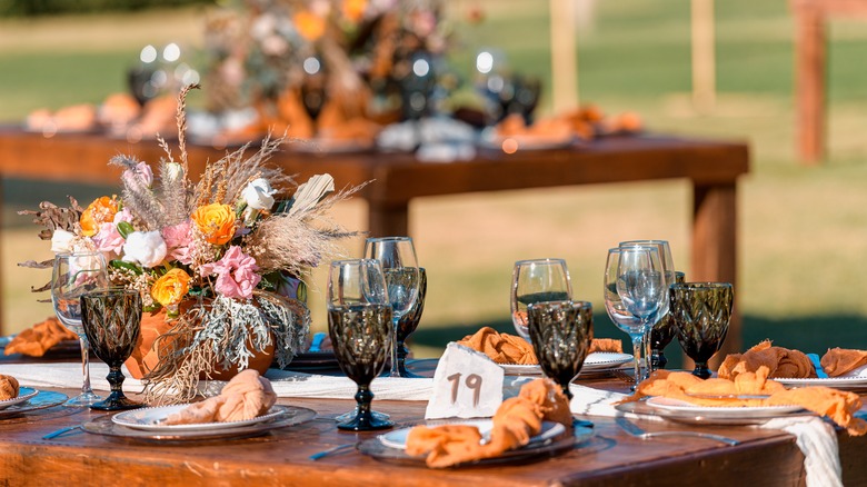 Colorful glassware on formal table