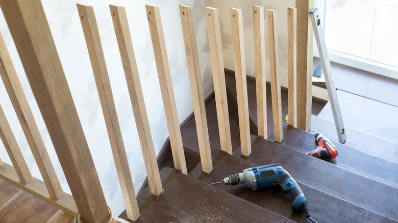 stair spindles being redone