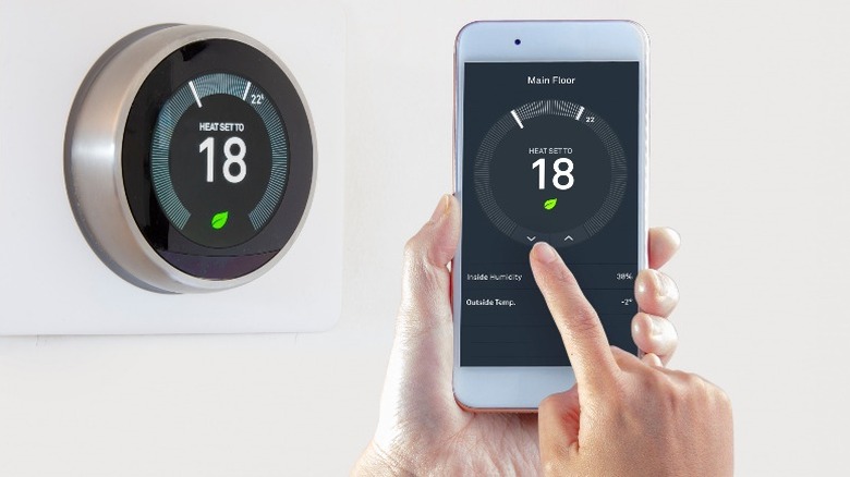 Smart thermostat with smart device