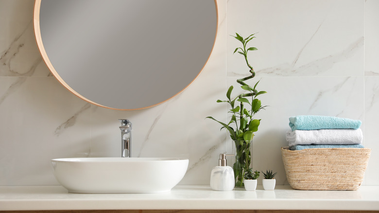 mirror above bathroom sink